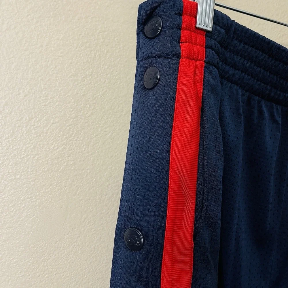 Vintage Starter Snap Button Track‎ Pants Tear Away Glam Navy Red Size S - M